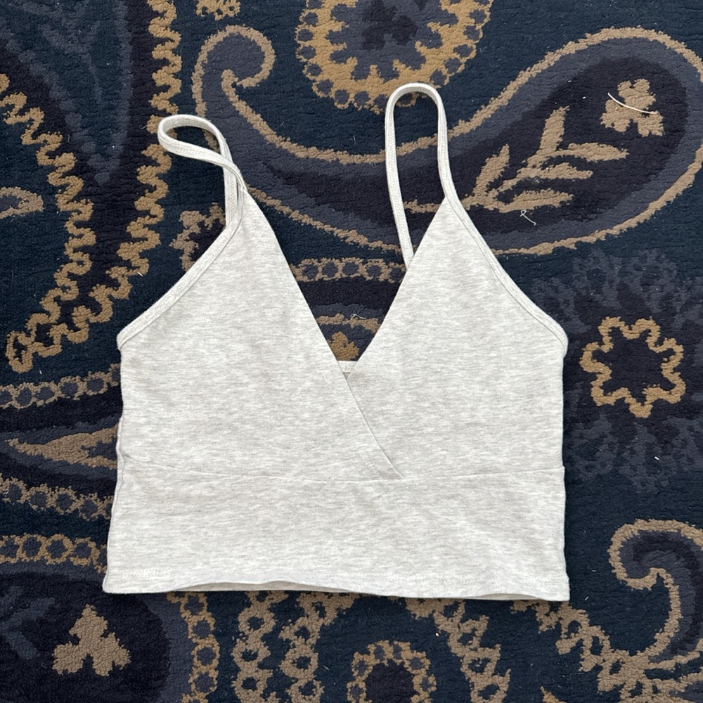 Brandy Melville Light Gray Wrap Top